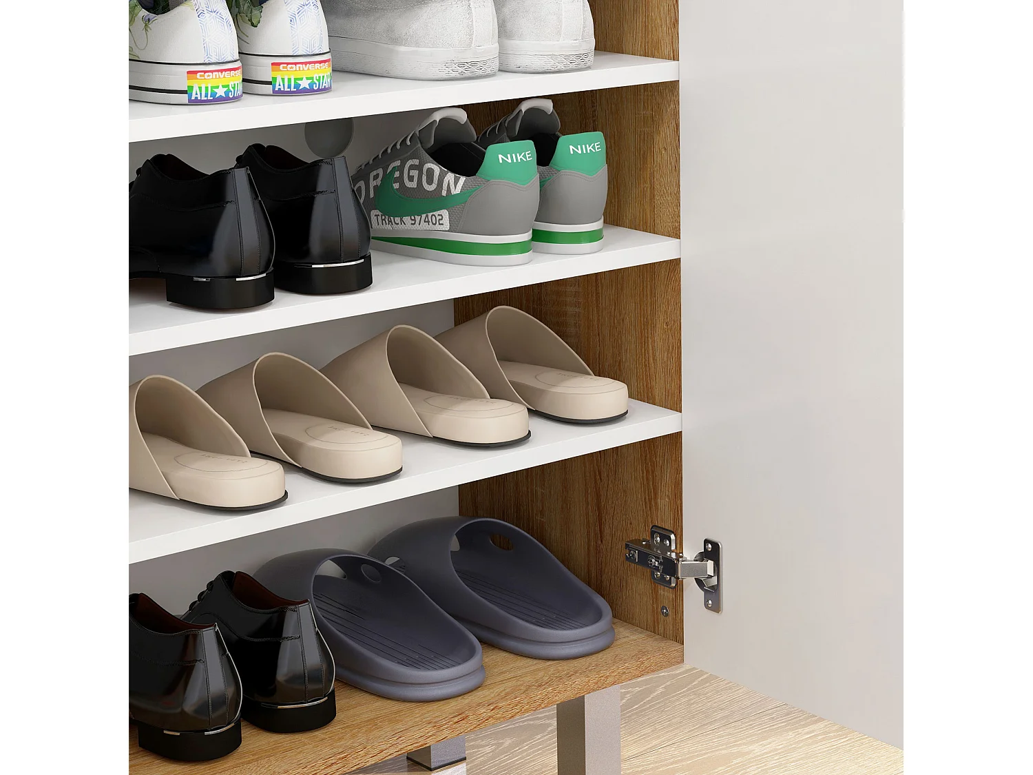 Mobile scarpiera per 15-20 paia di scarpe e 5 ripiani bianco lucido