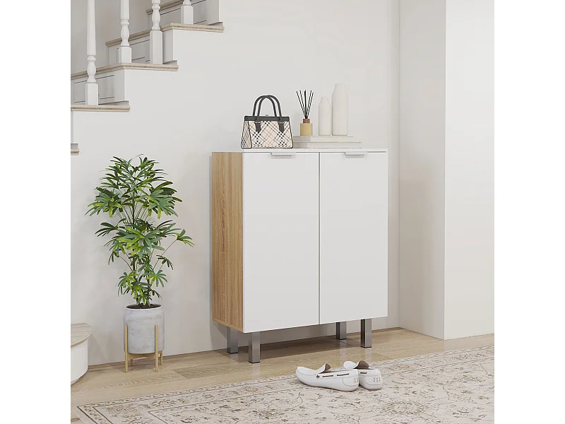 Mobile scarpiera per 15-20 paia di scarpe e 5 ripiani bianco lucido