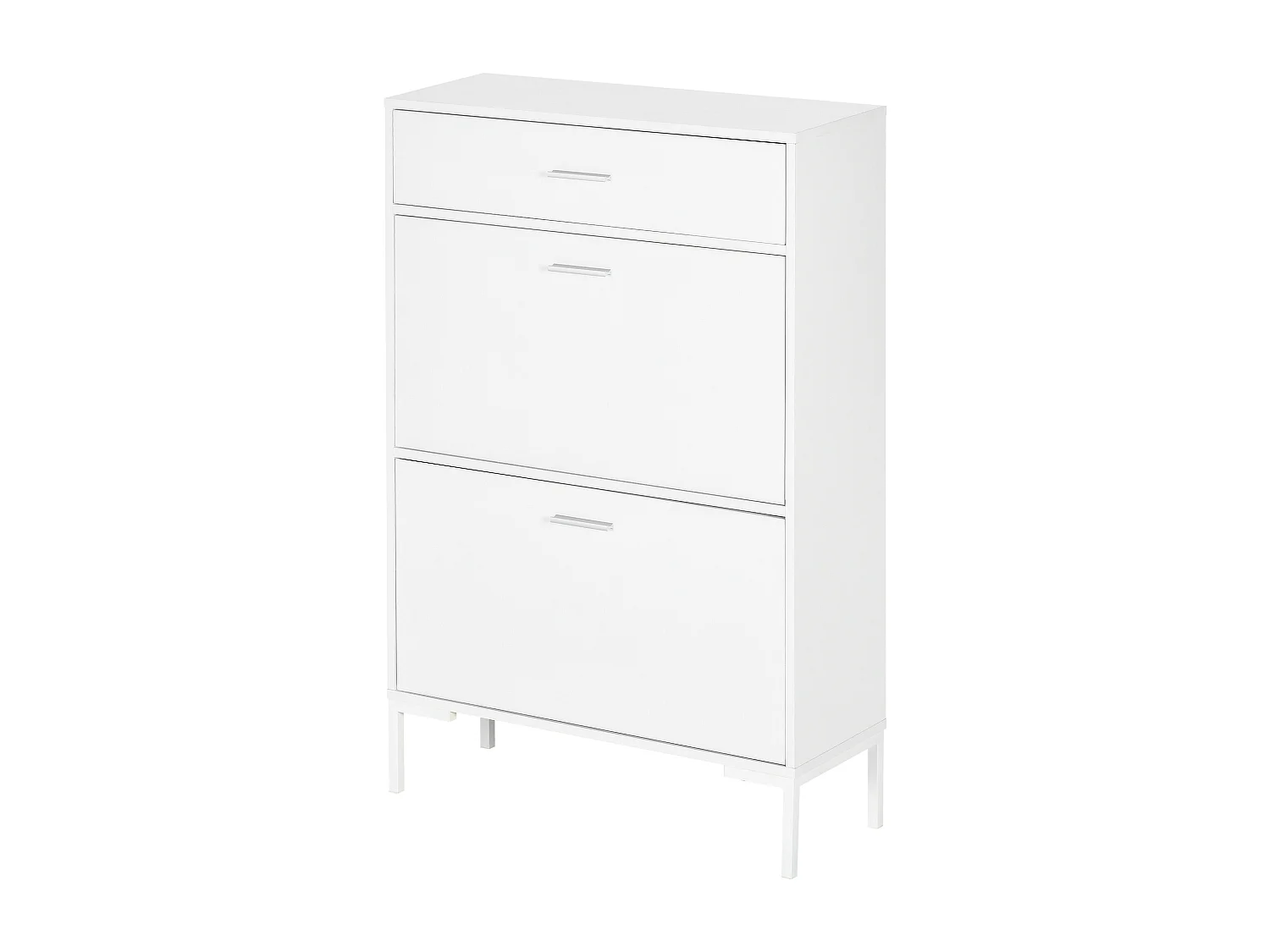 Mobile scarpiera 12 paia con 2 ante a ribalta e cassetto bianco