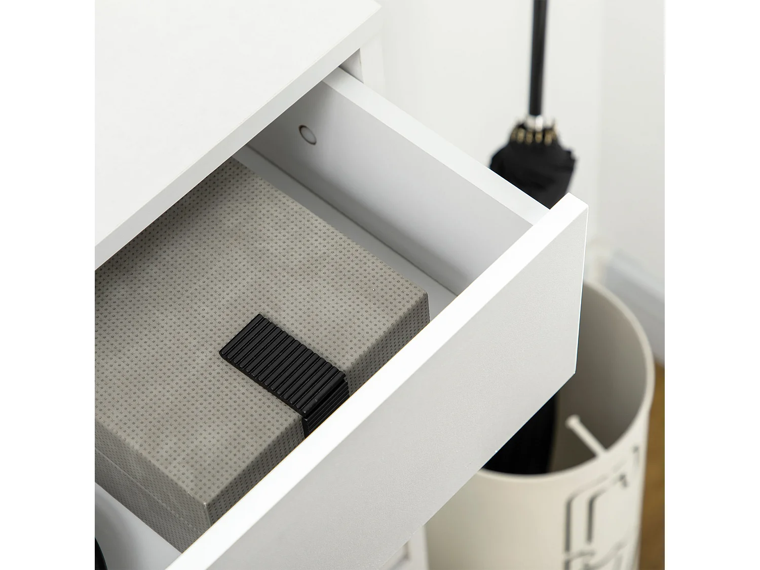 Mobile scarpiera 12 paia con 2 ante a ribalta e cassetto bianco