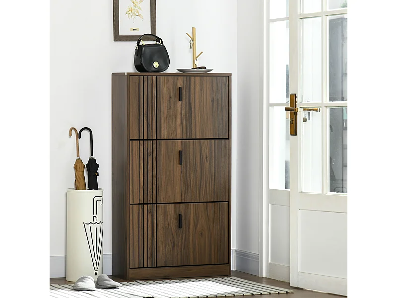 Mobile scarpiera a 3 livelli con ripiani interni regolabili