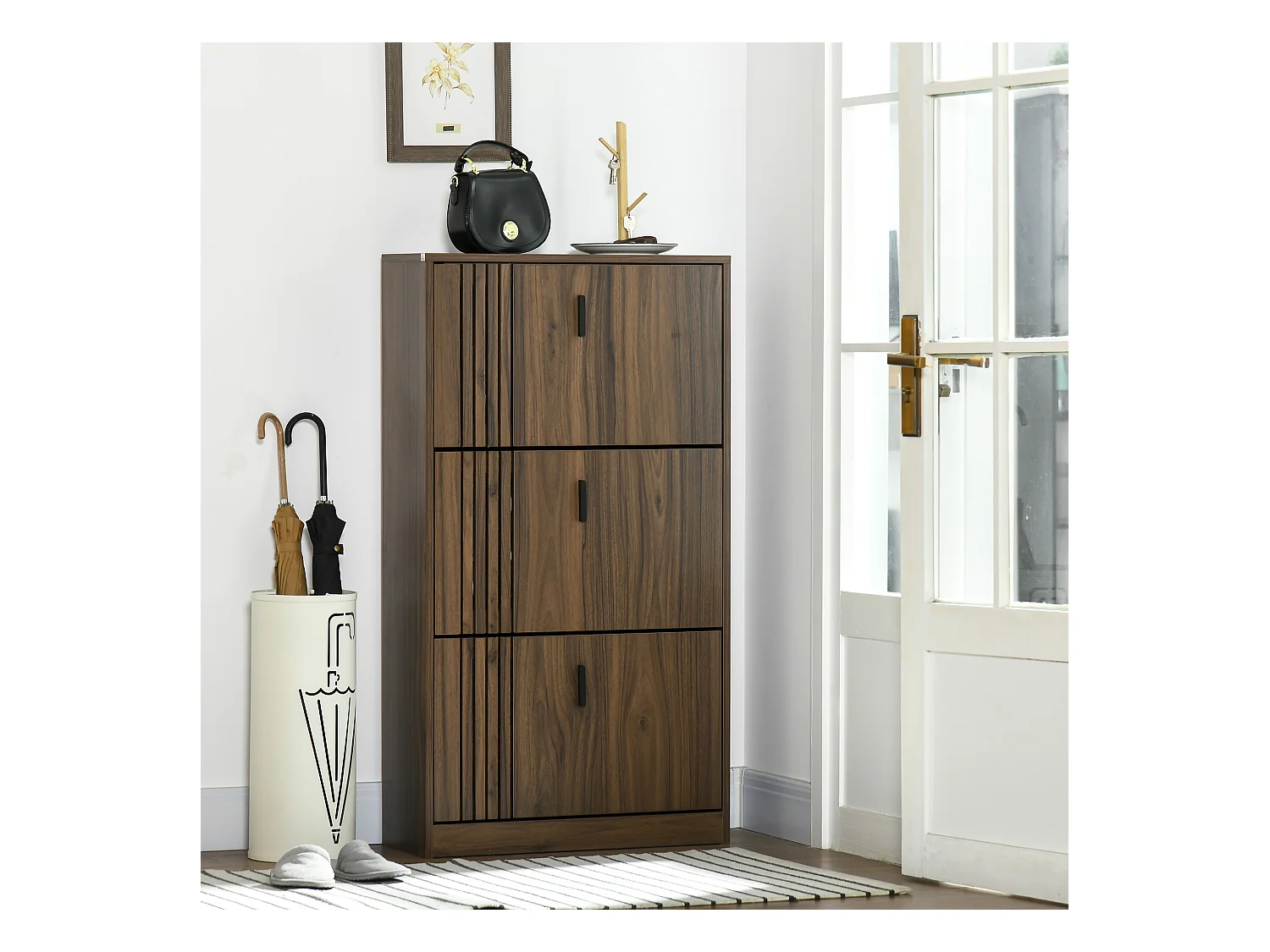 Mobile scarpiera a 3 livelli con ripiani interni regolabili