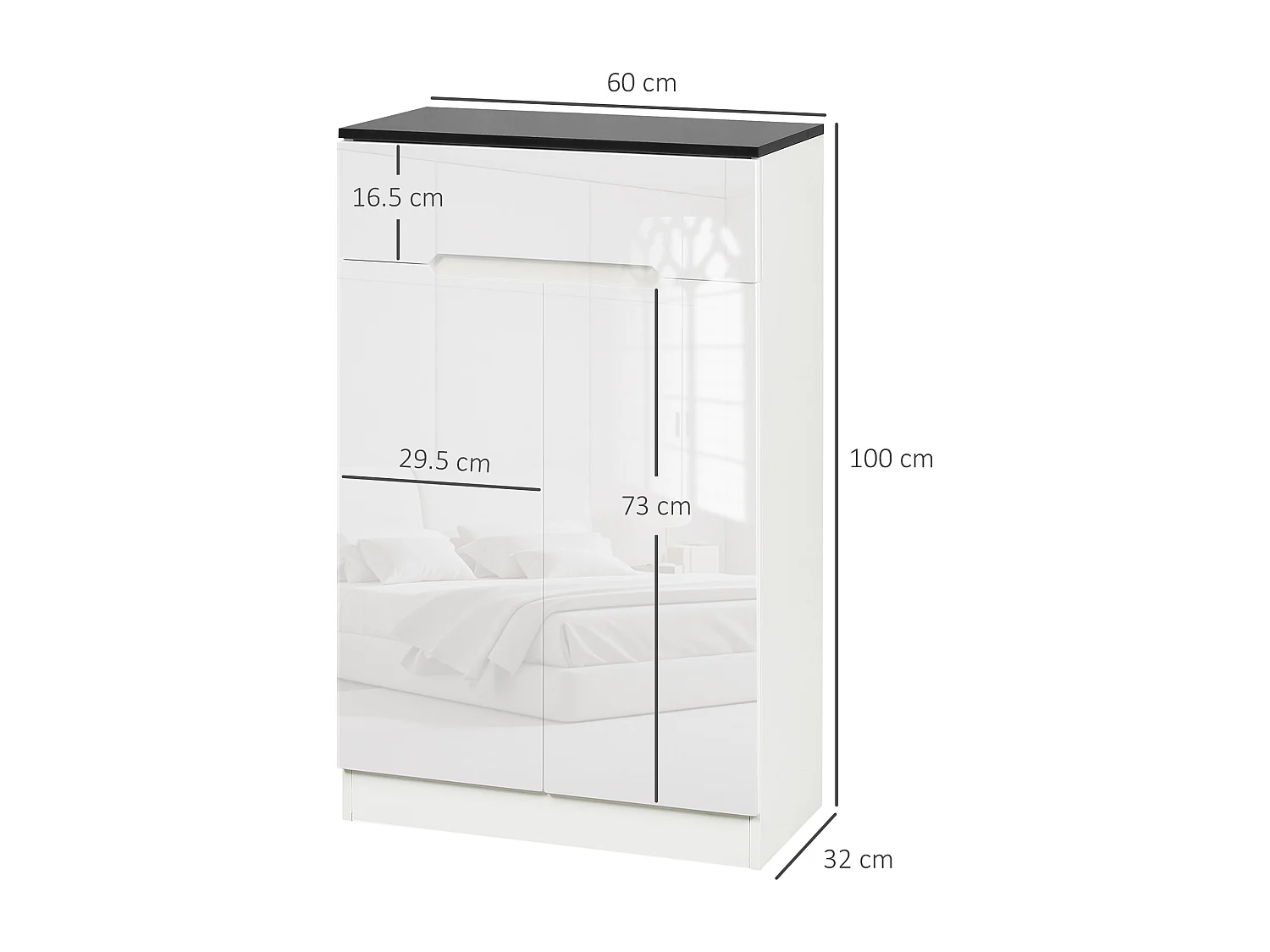 Scarpiera slim per ingressi con 3 ripiani regolabili e cassetto