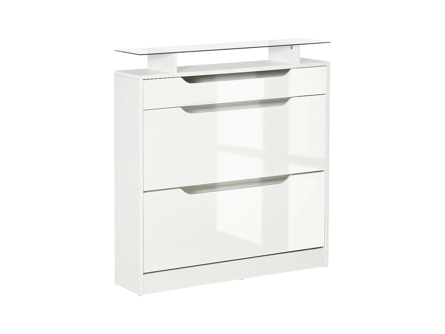 Scarpiera il legno 2 cassetti per 16 scarpe 89x23x96cm bianco