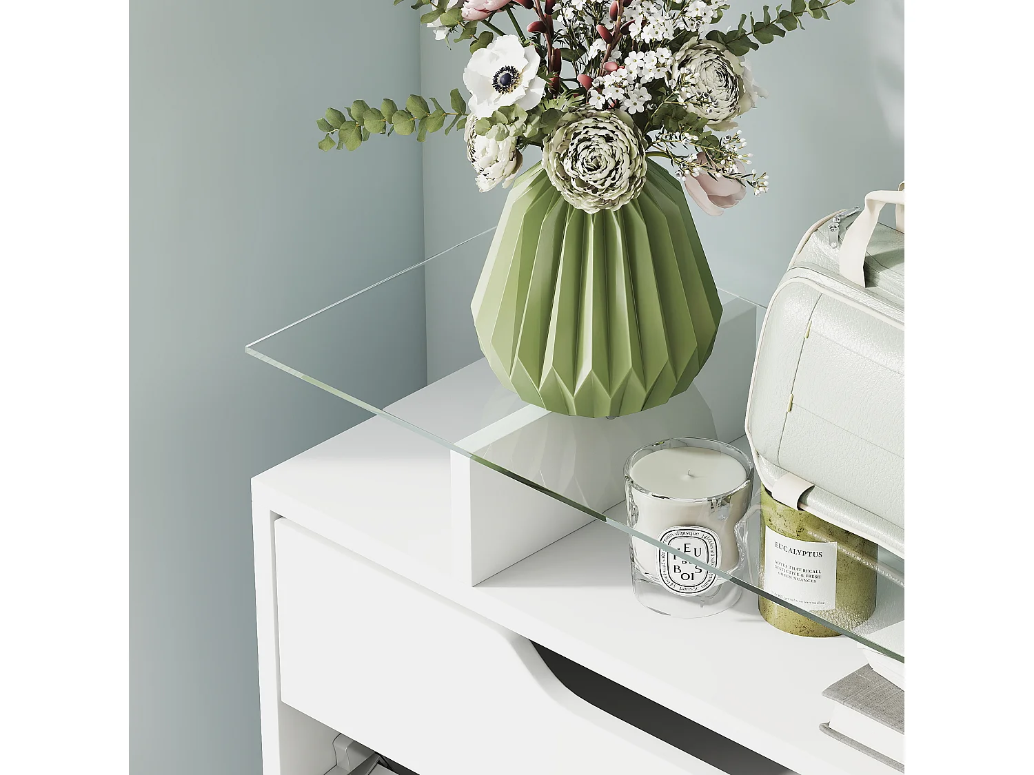 Scarpiera il legno 2 cassetti per 16 scarpe 89x23x96cm bianco