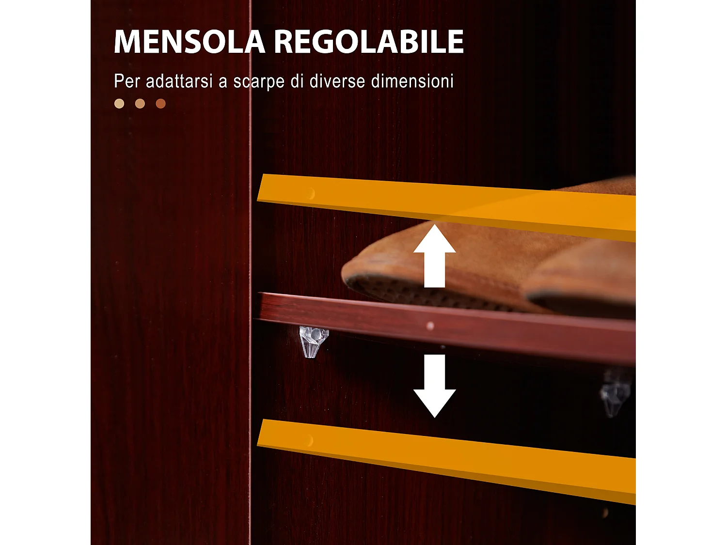 Armadio scarpiera salvaspazio e moderna in legno color caffè