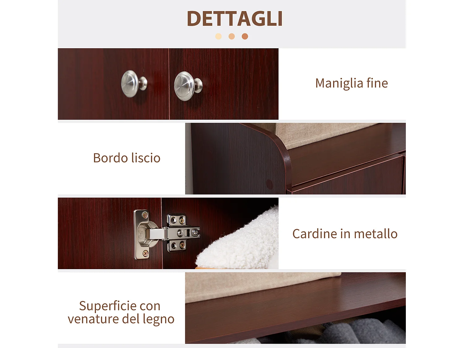 Armadio scarpiera salvaspazio e moderna in legno color caffè