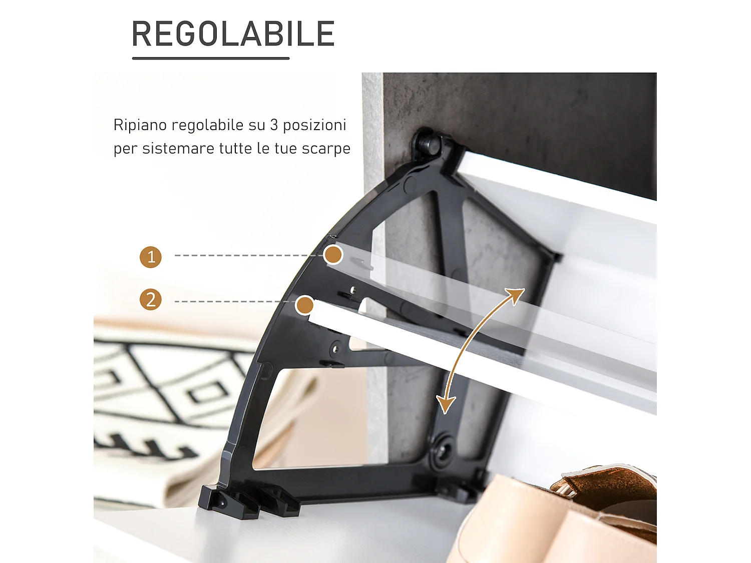 Mobile scarpiera salvaspazio moderno a 2 ante grigio bianco