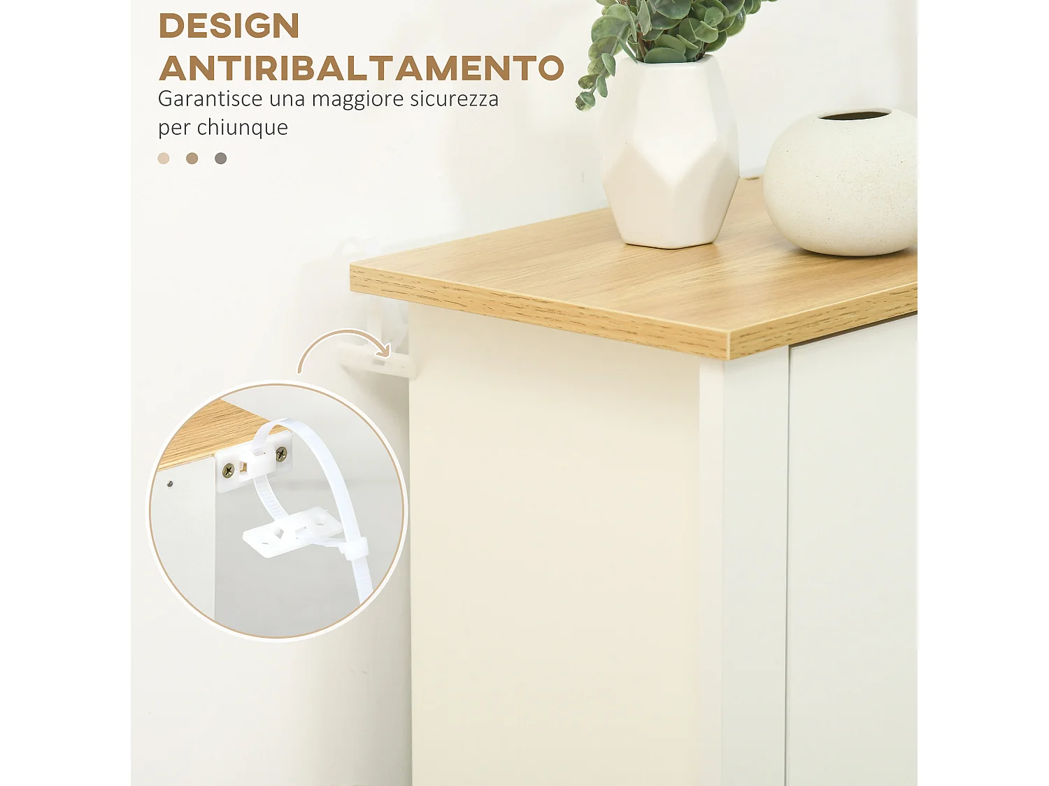 Scarpiera moderna con 2 ripiani regolabili rimovibili in legno bianco