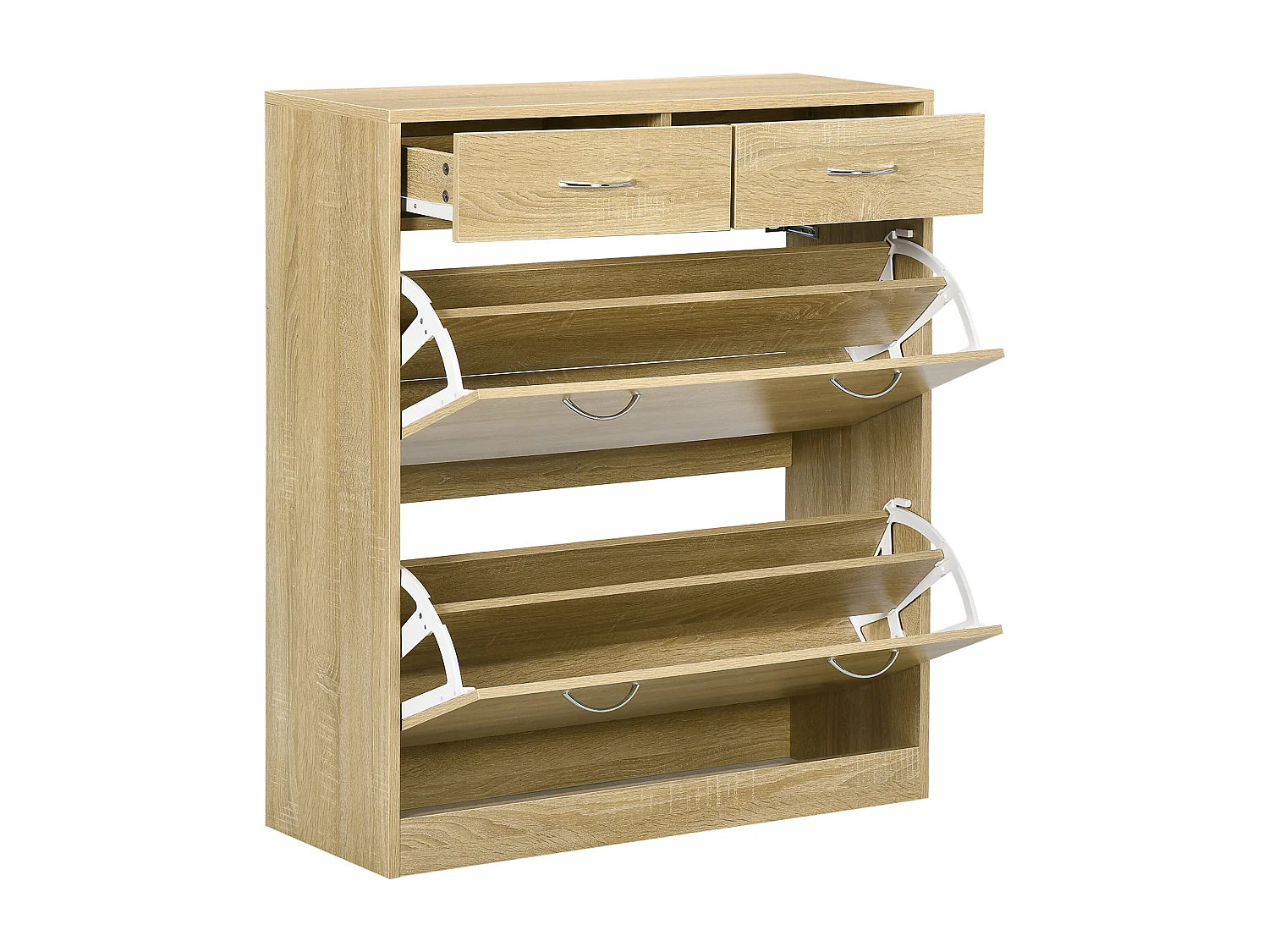 Mobile scarpiera con 2 ripiani interni regolabili e cassetti