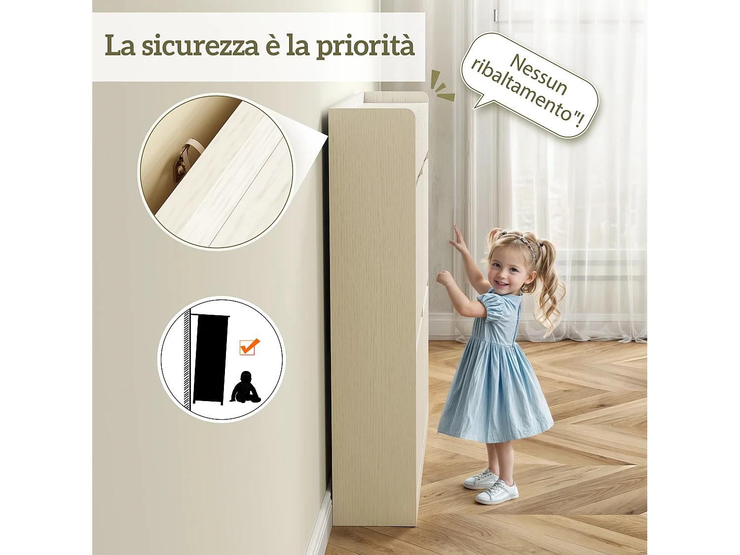 Scarpiera slim con 4 cassetti a ribalta e 2 cassetti scorrevoli bianco