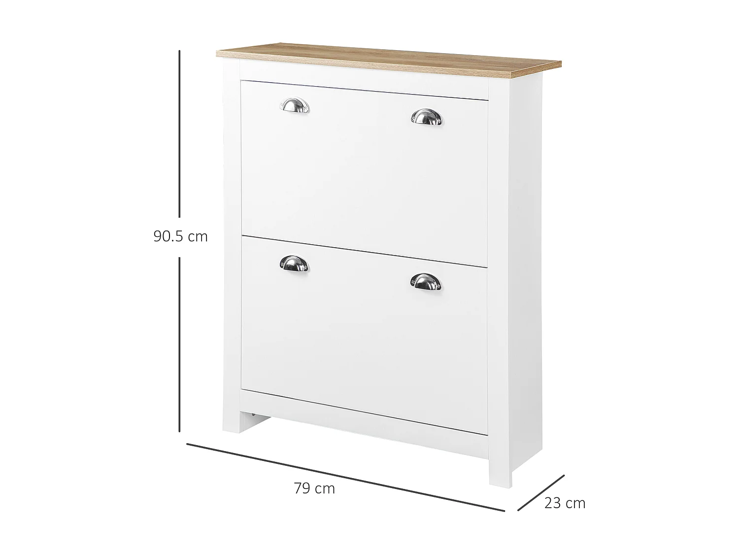 Scarpiera slim a 2 cassetti per 12 paia di scarpe bianco