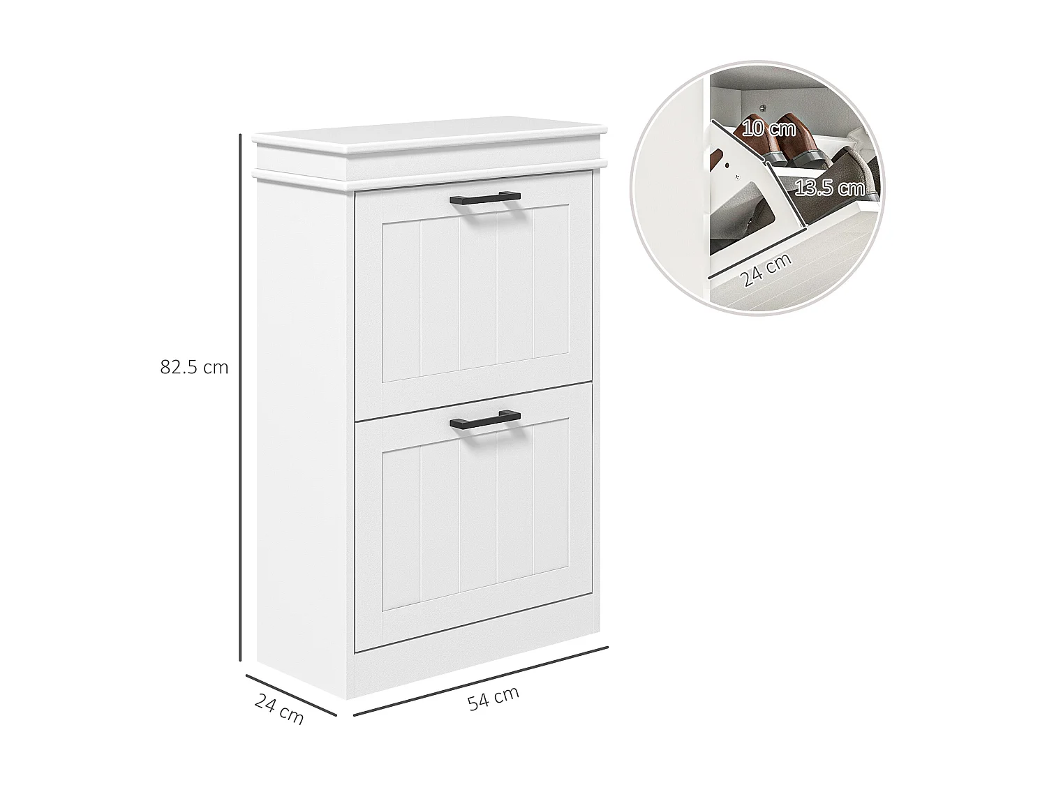 Scarpiera salvaspazio con 2 cassetti per 10 paia di scarpe bianco