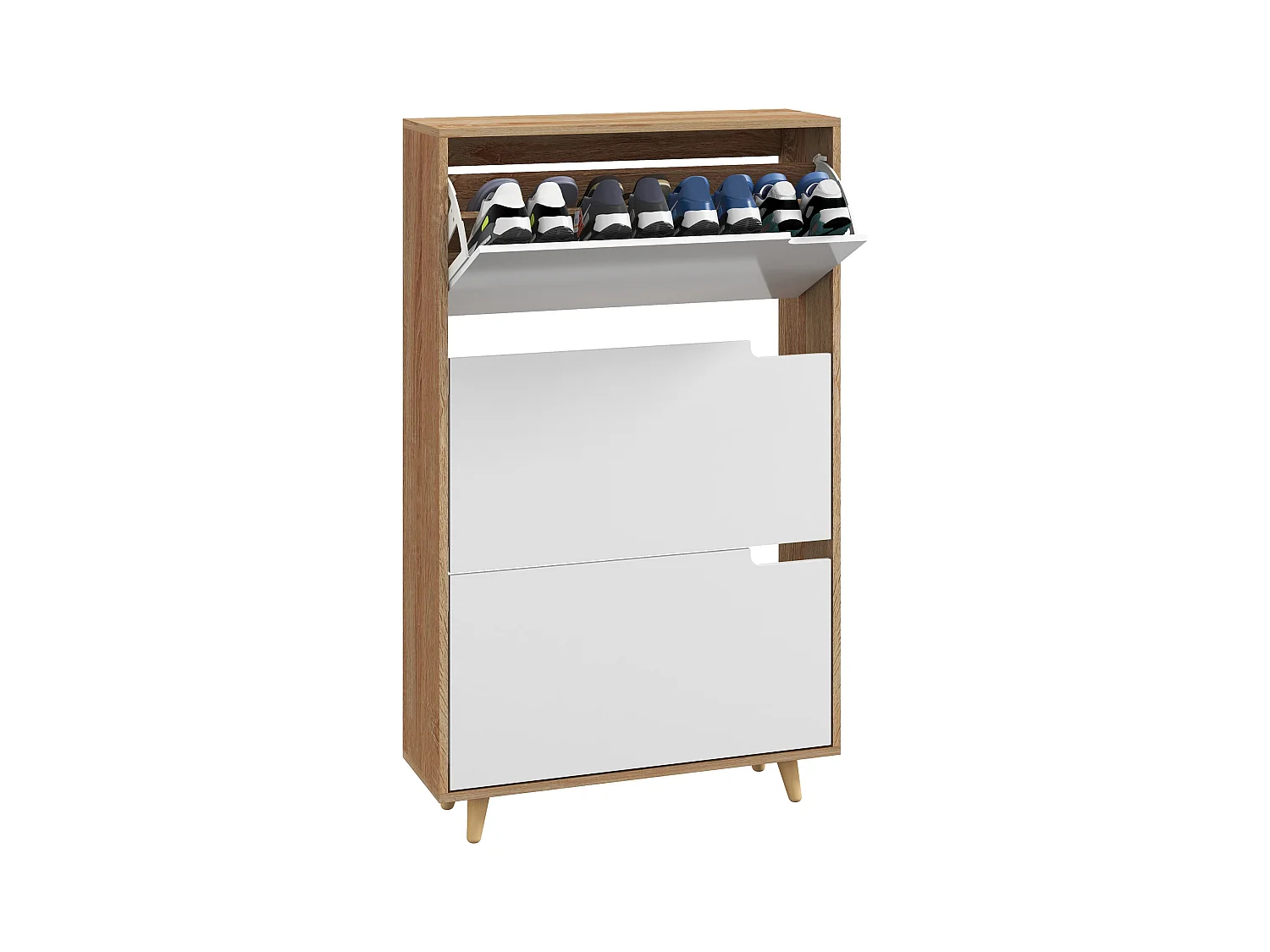 Scarpiera slim a 3 cassetti per 18-24 paia di scarpe bianco