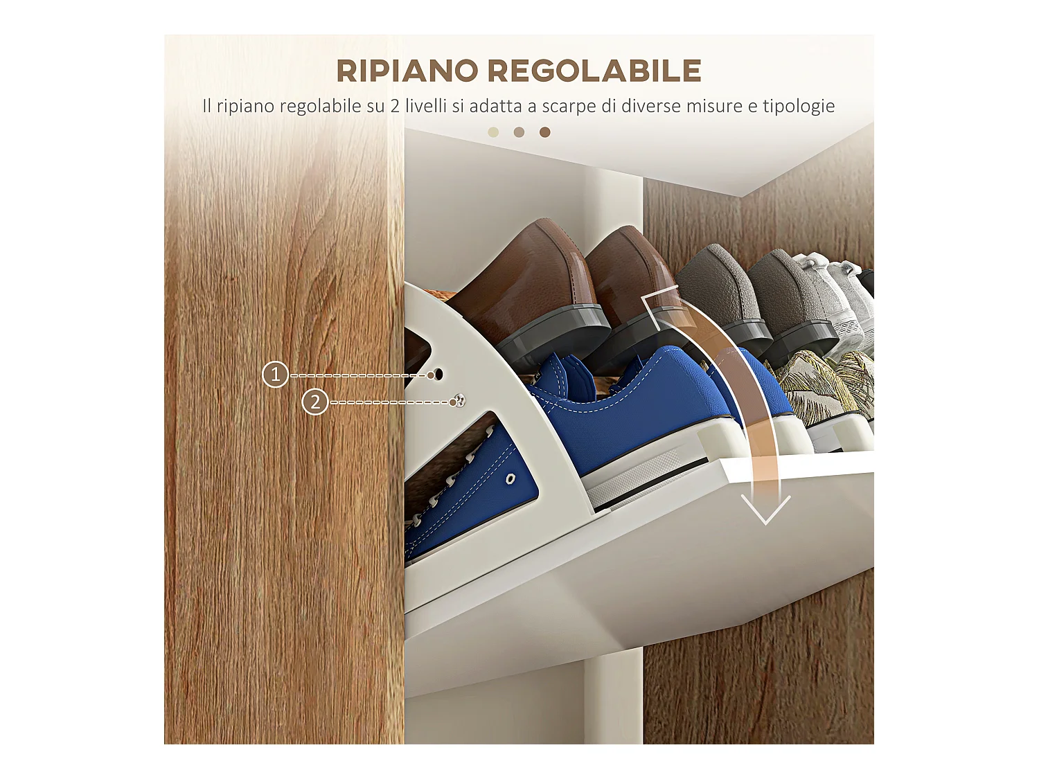 Scarpiera slim a 3 cassetti per 18-24 paia di scarpe bianco