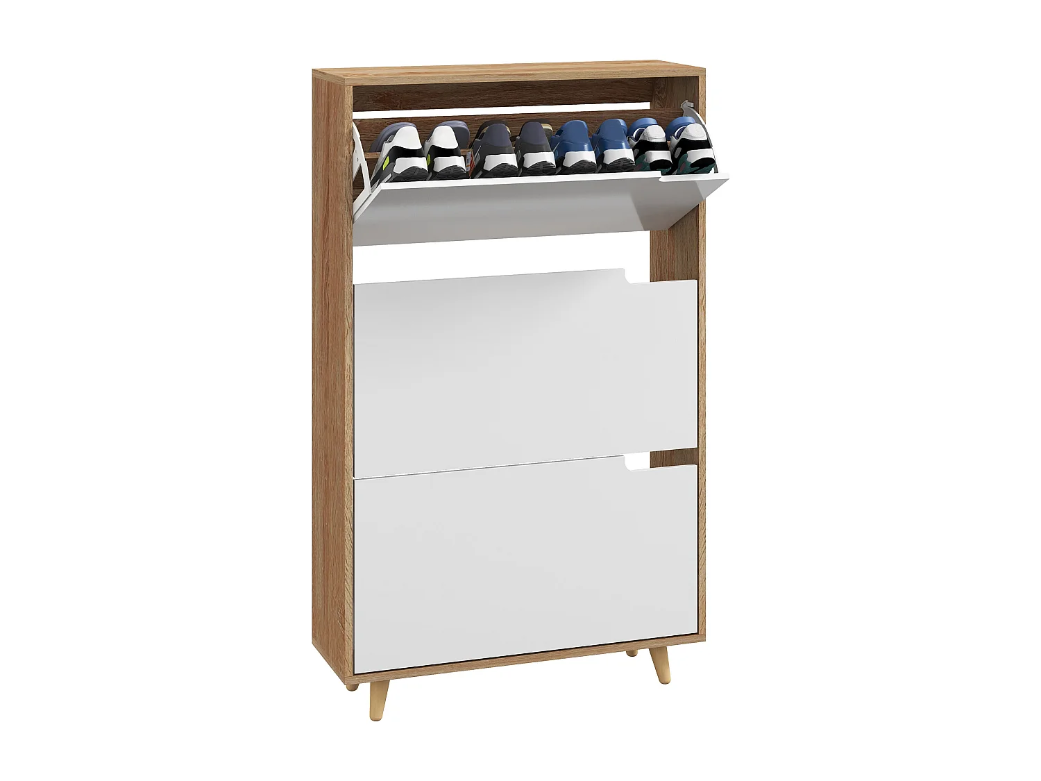 Scarpiera slim a 3 cassetti per 18-24 paia di scarpe bianco