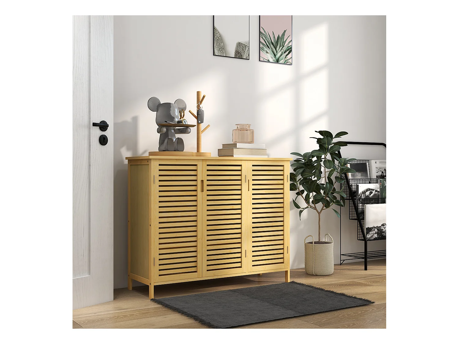 Mobile scarpiera a 8 ripiani su 3 livelli in bambù