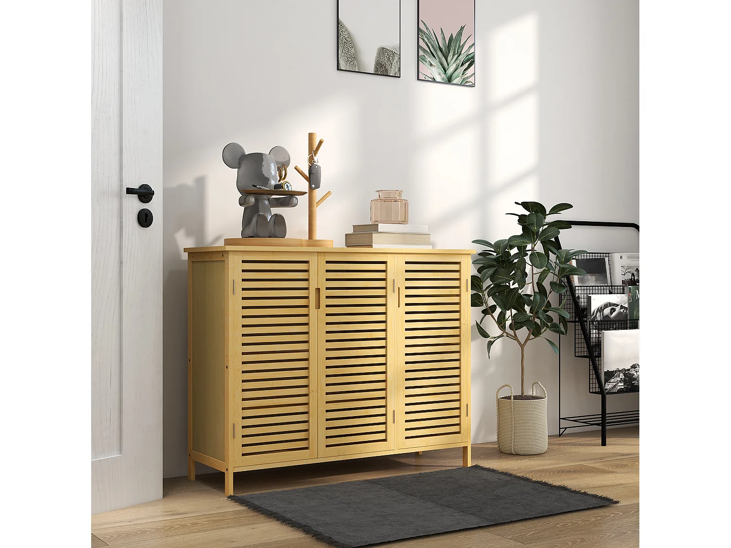 Mobile scarpiera a 8 ripiani su 3 livelli in bambù