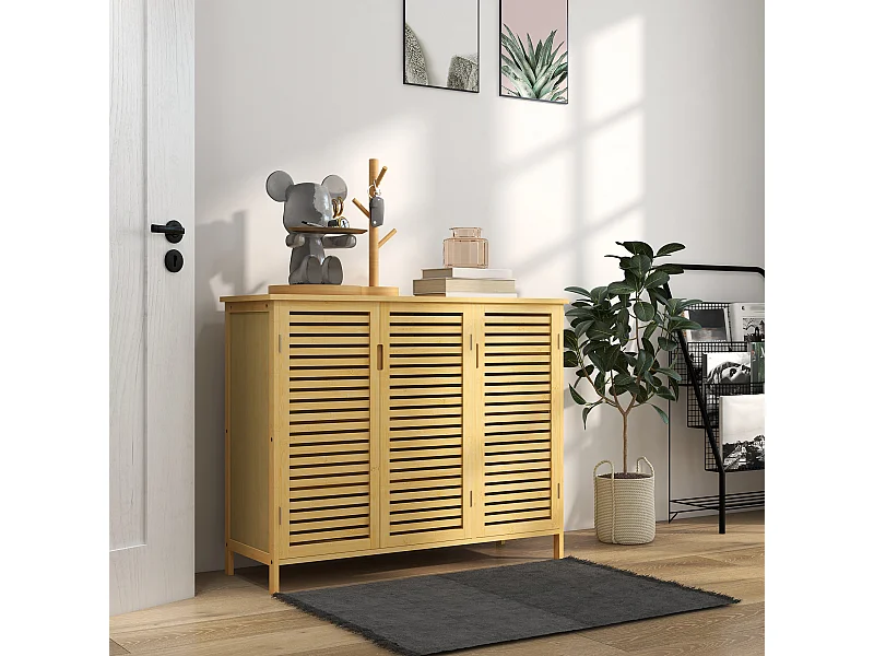 Mobile scarpiera a 8 ripiani su 3 livelli in bambù