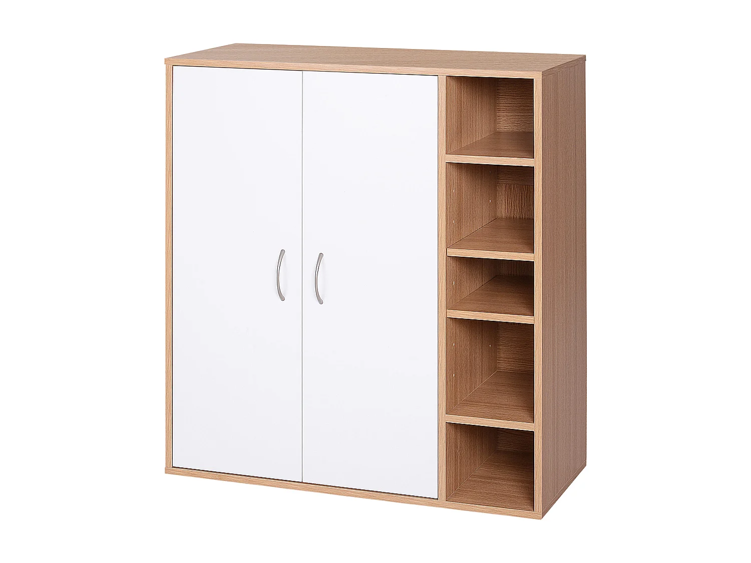 Scarpiera slim da parete con 2 ante e ripiani regolabili in legno