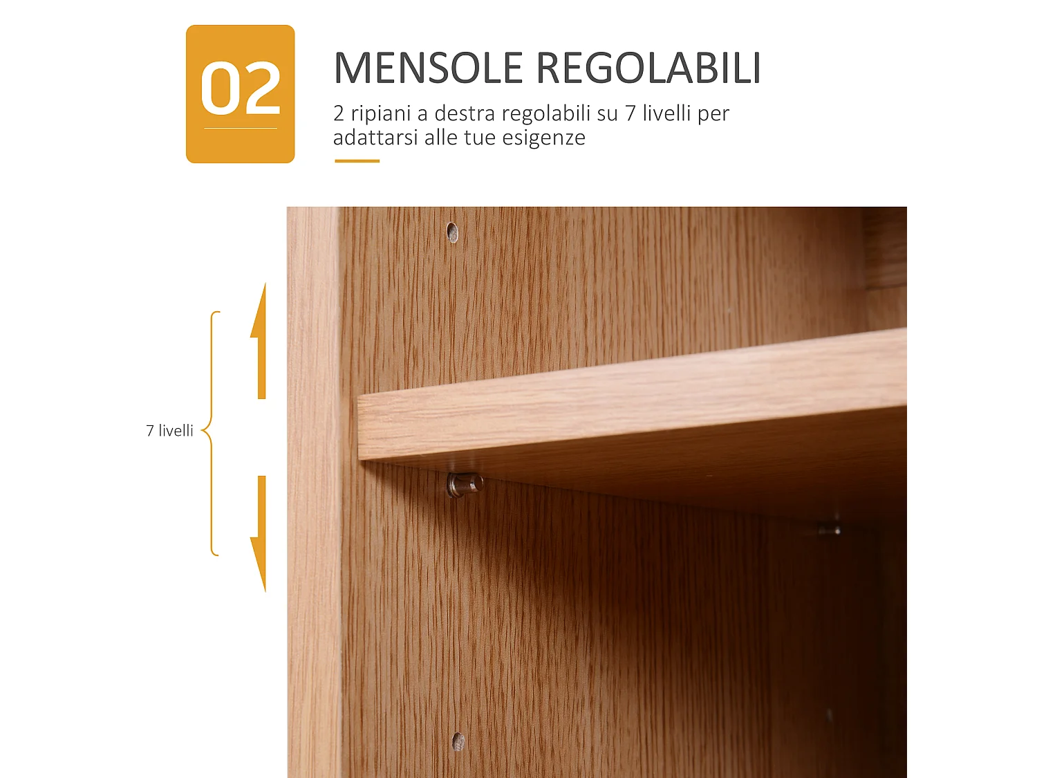 Scarpiera slim da parete con 2 ante e ripiani regolabili in legno