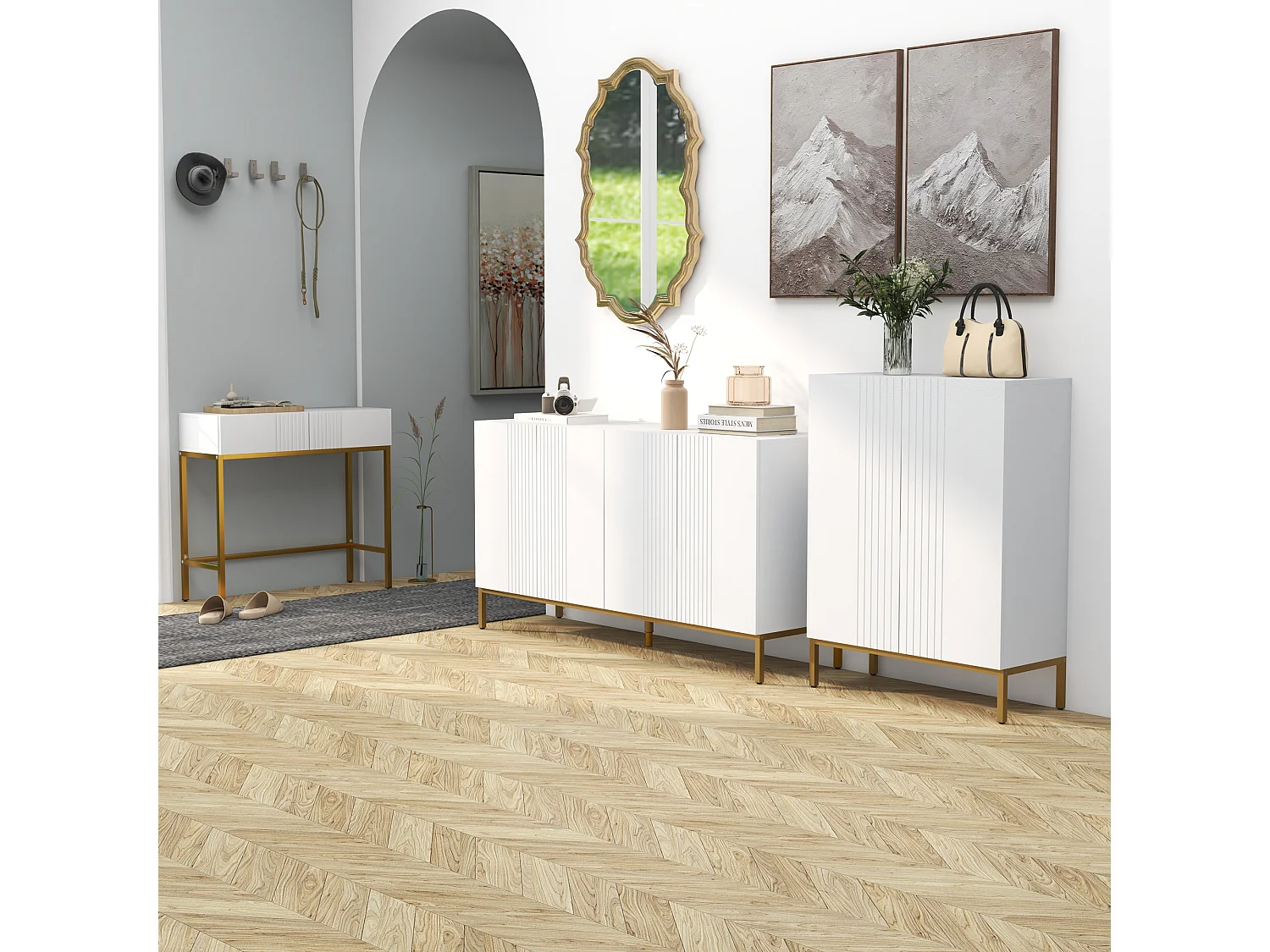 Scarpiera moderna per 15-20 paia di scarpe e ripiani regolabili bianco