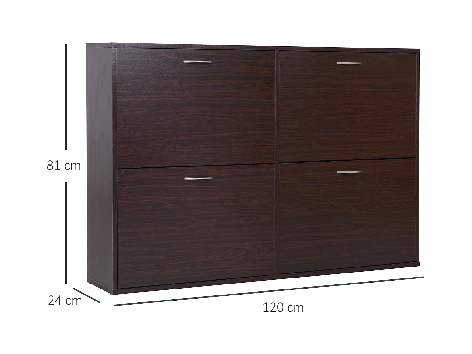 Scarpiera moderna 24 paia con mensole regolabili e 4 cassetti marrone