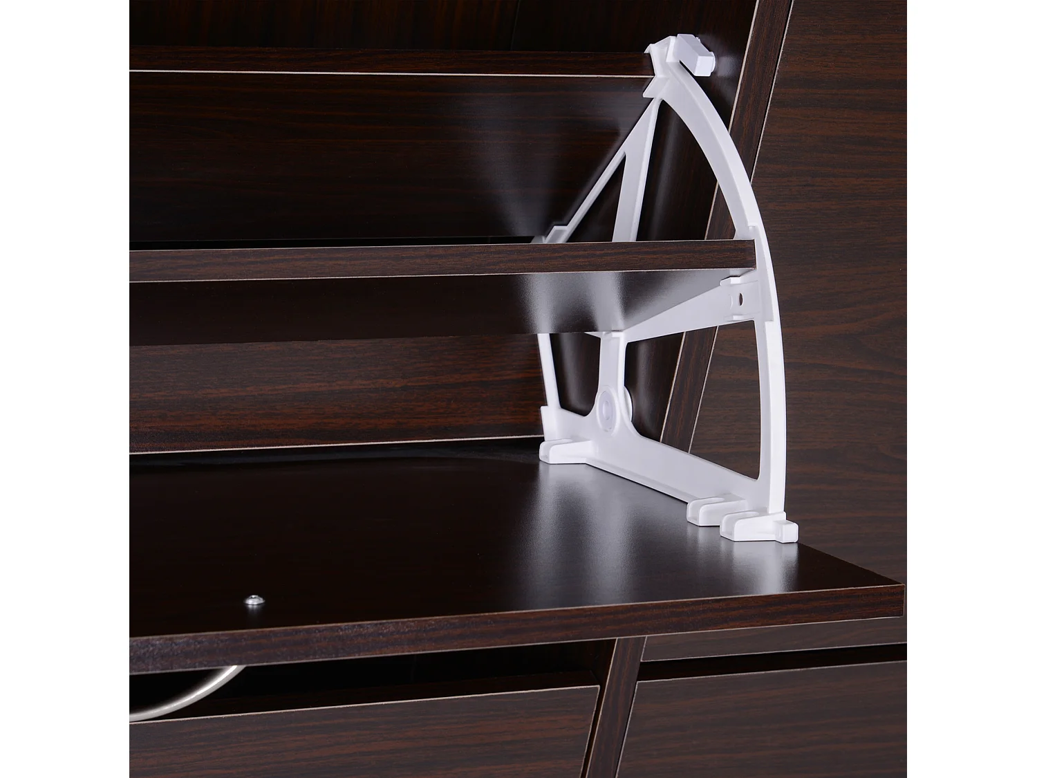 Scarpiera moderna 24 paia con mensole regolabili e 4 cassetti marrone