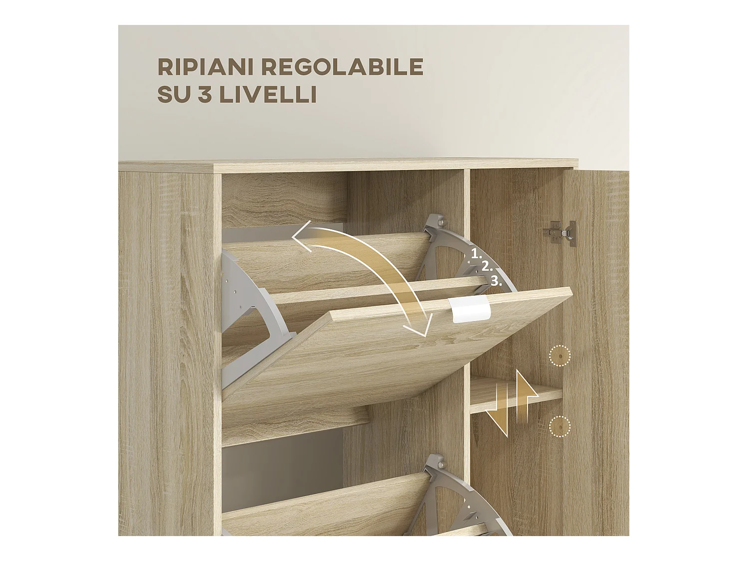 Scarpiera con specchio per 16 paia di scarpe colore rovere