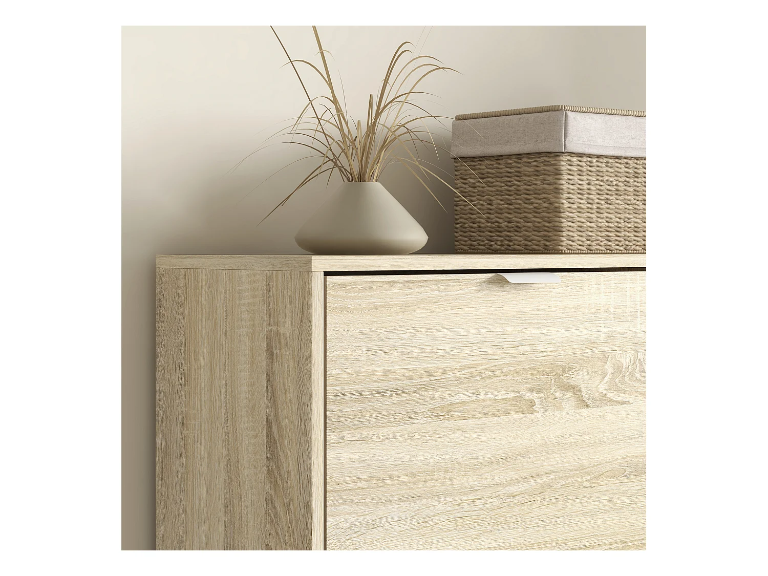 Scarpiera con specchio per 16 paia di scarpe colore rovere