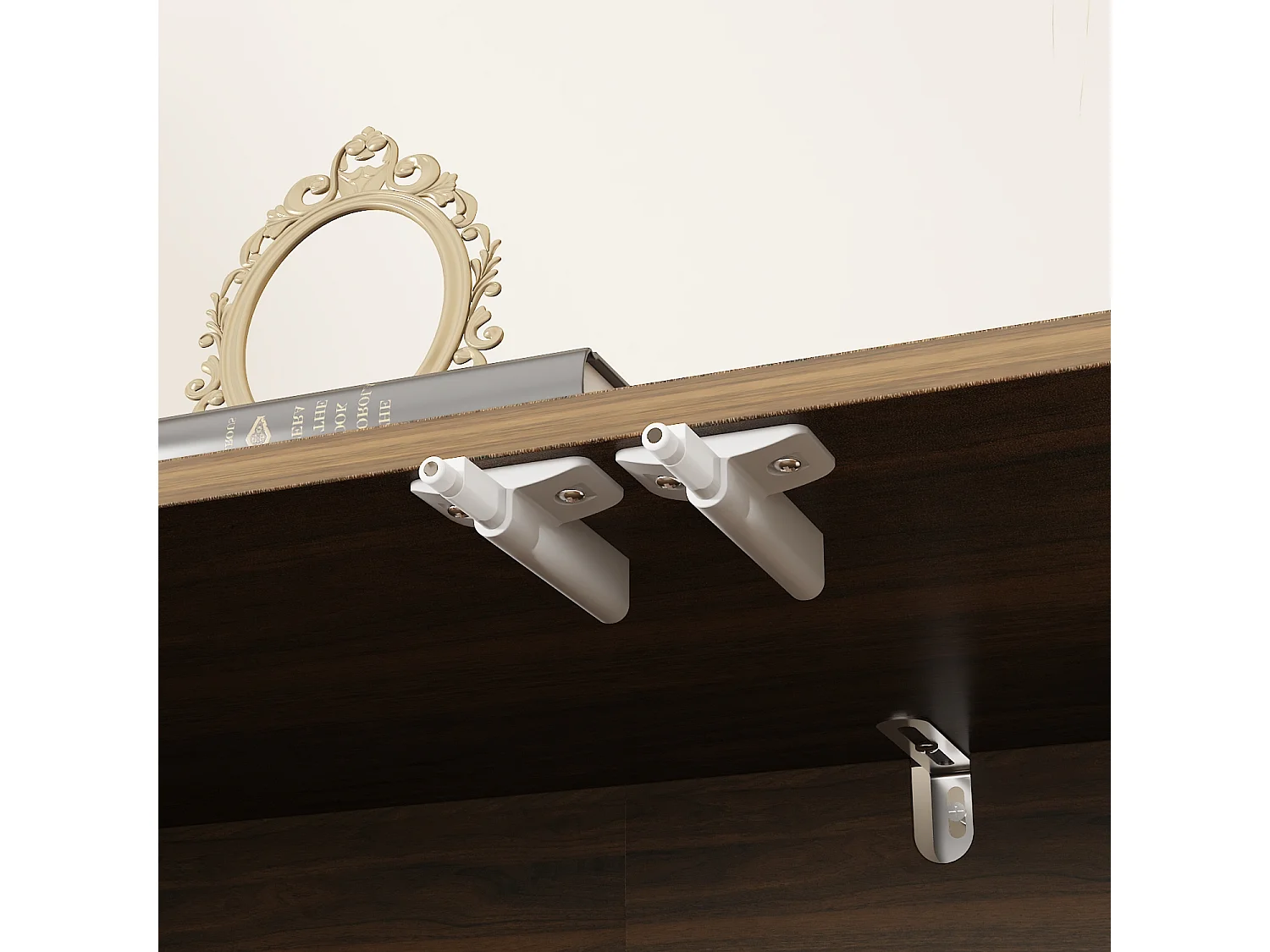 Vitrine avec Lumière LED et 2 Porte en verre - 4 Étagères, 40x80x115, Marron