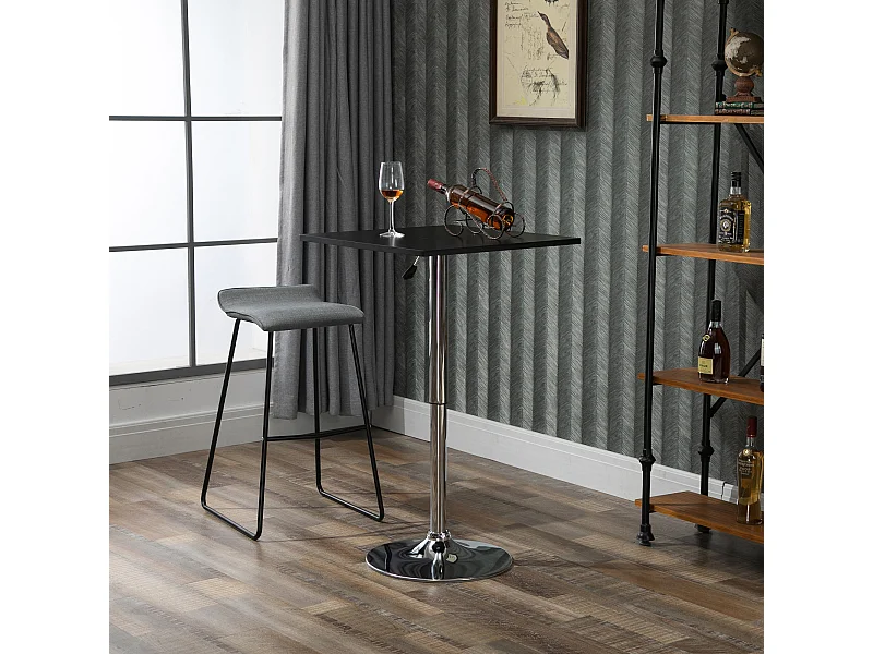 Tavolo quadrato regolabile in altezza metallo e mdf nero