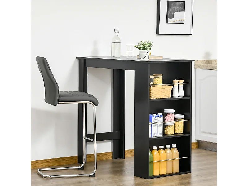 Bancone da Cucina Tavolo Alto con 3 Mensole Legno 112x57x106cm