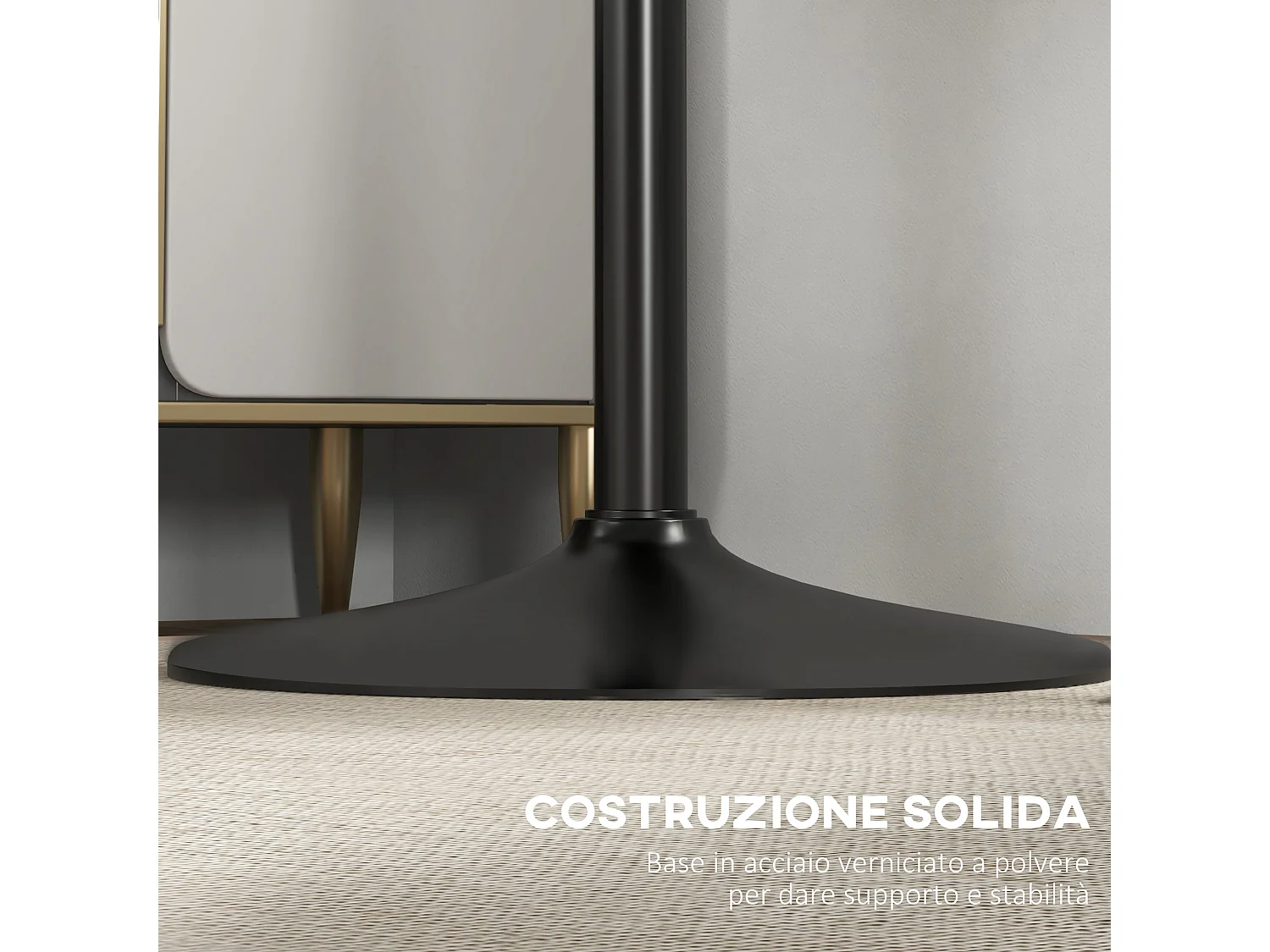 Tavolo alto da bar rotondo moderno in acciaio e mdf nero