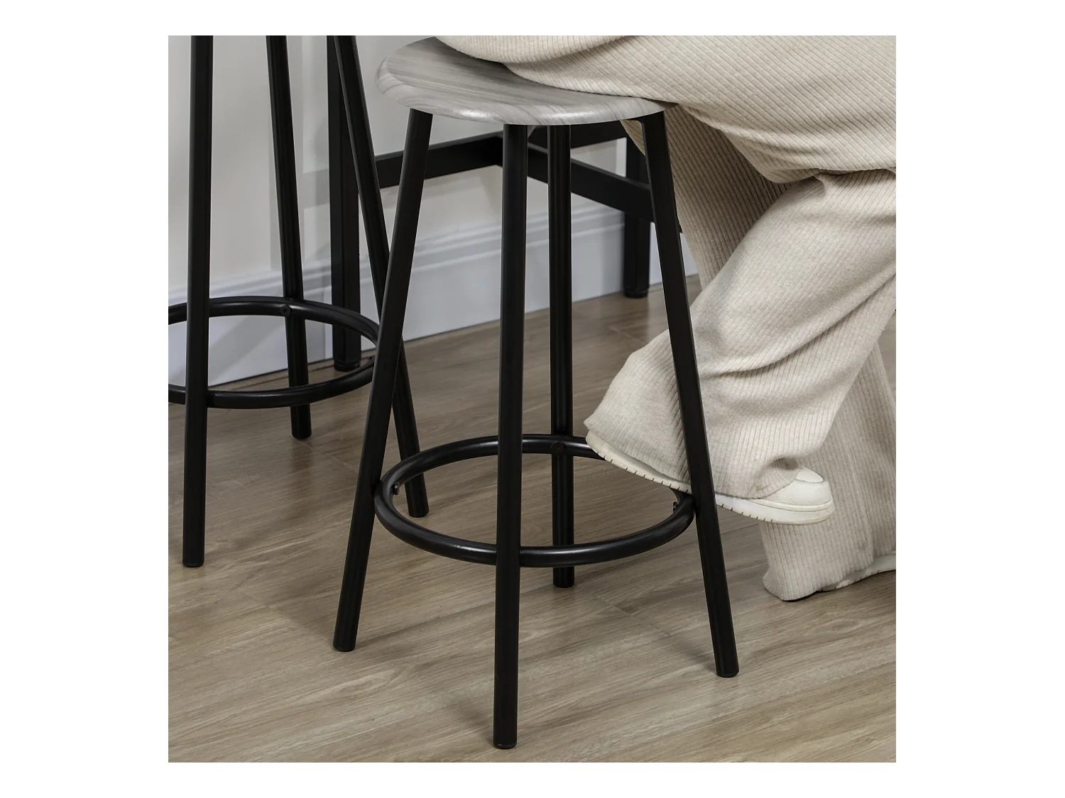 Set da pranzo 5 pz con bancone da bar e sgabelli abbinati grigio e ero