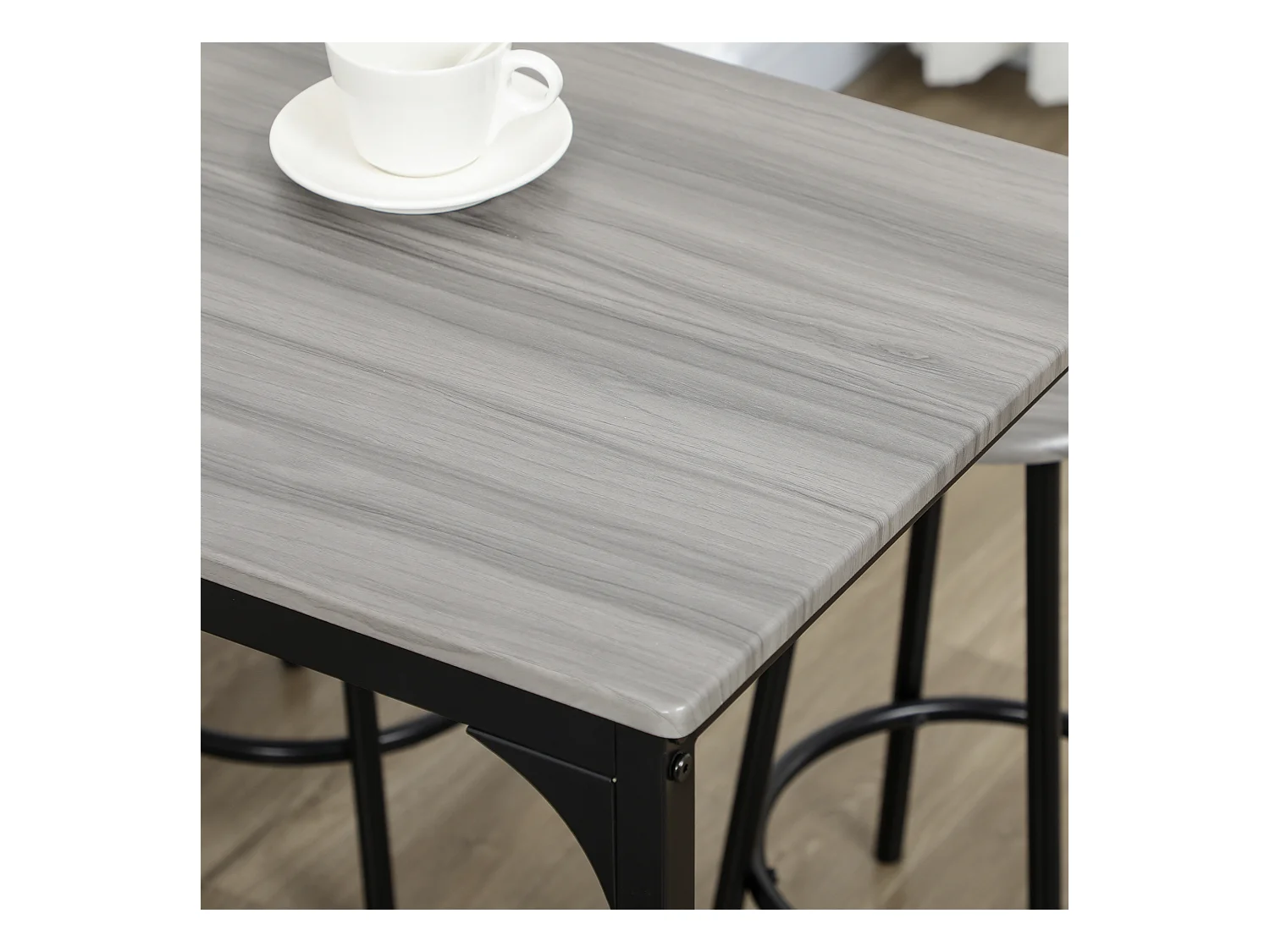 Set da pranzo 5 pz con bancone da bar e sgabelli abbinati grigio e ero