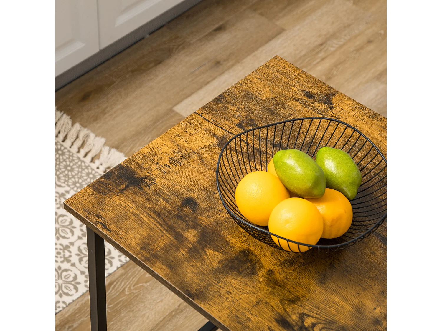 Bancone bar pieghevole con scaffale a 3 ripiani legno e acciaio