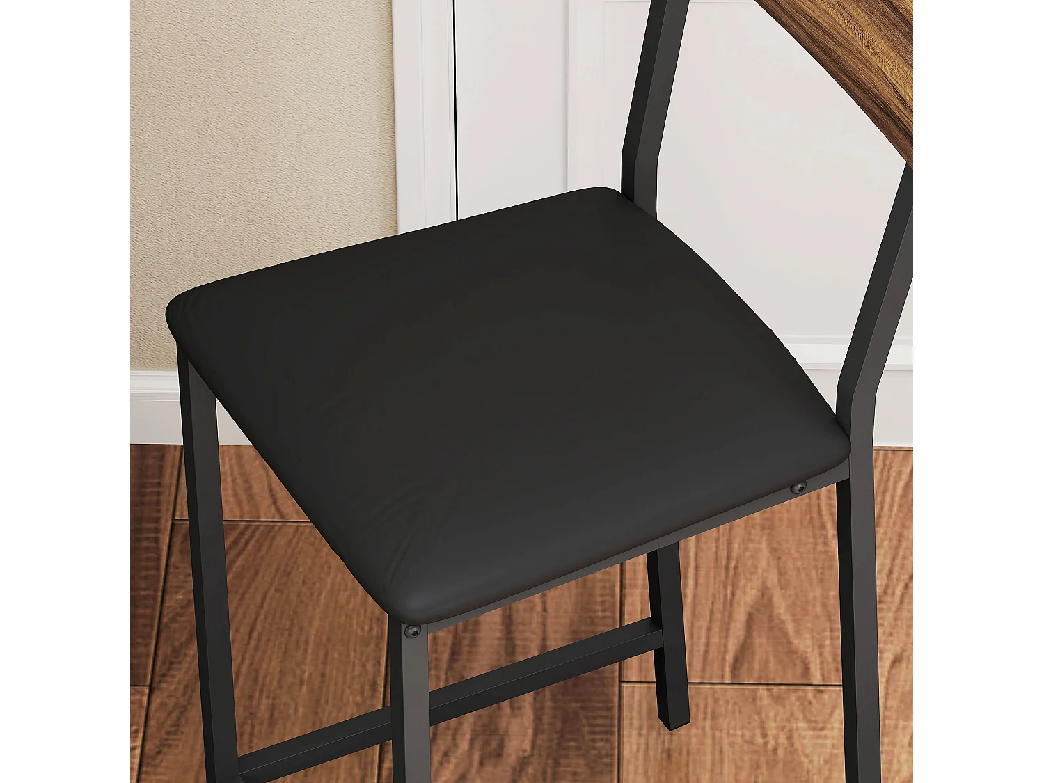 Set bancone bar pieghevole e 2 sgabelli con portavini e portacalici