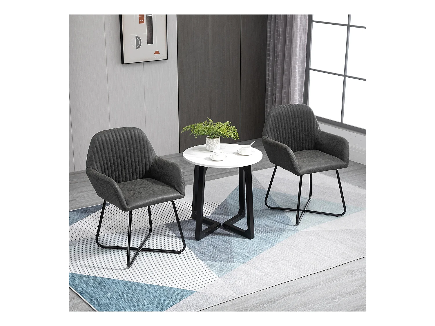 Set 2 sedie moderne sala da pranzo similpelle 60x56.5x85cm