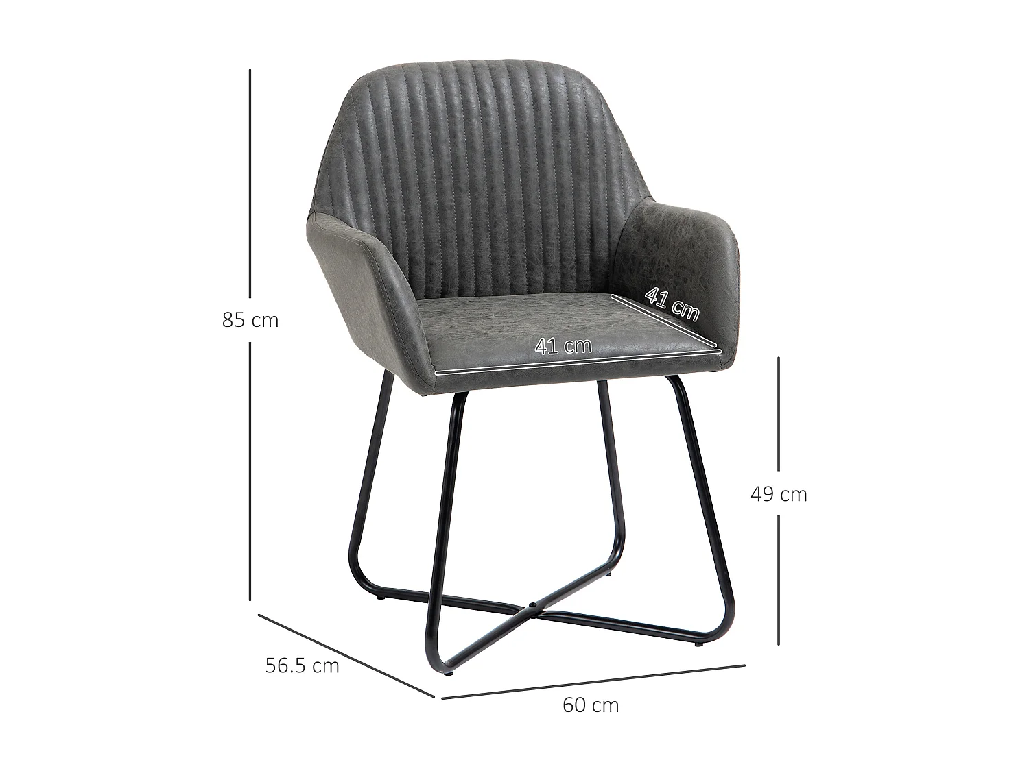 Set 2 sedie moderne sala da pranzo similpelle 60x56.5x85cm