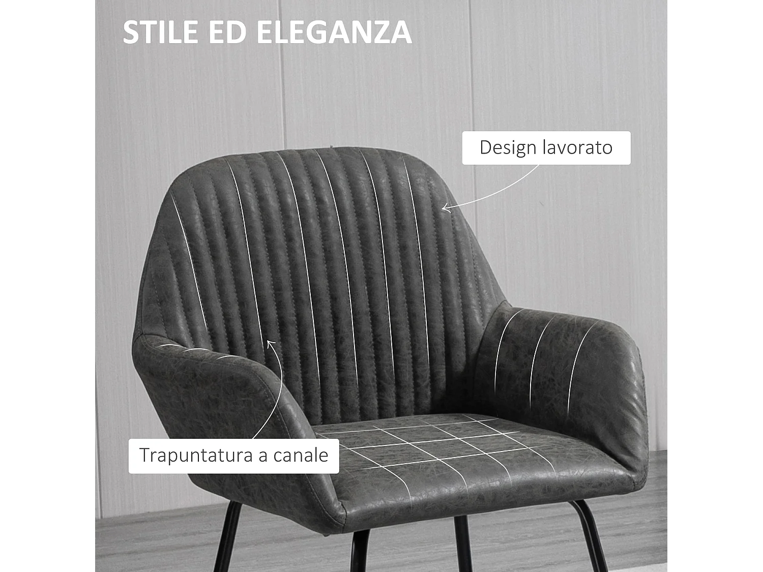 Set 2 sedie moderne sala da pranzo similpelle 60x56.5x85cm