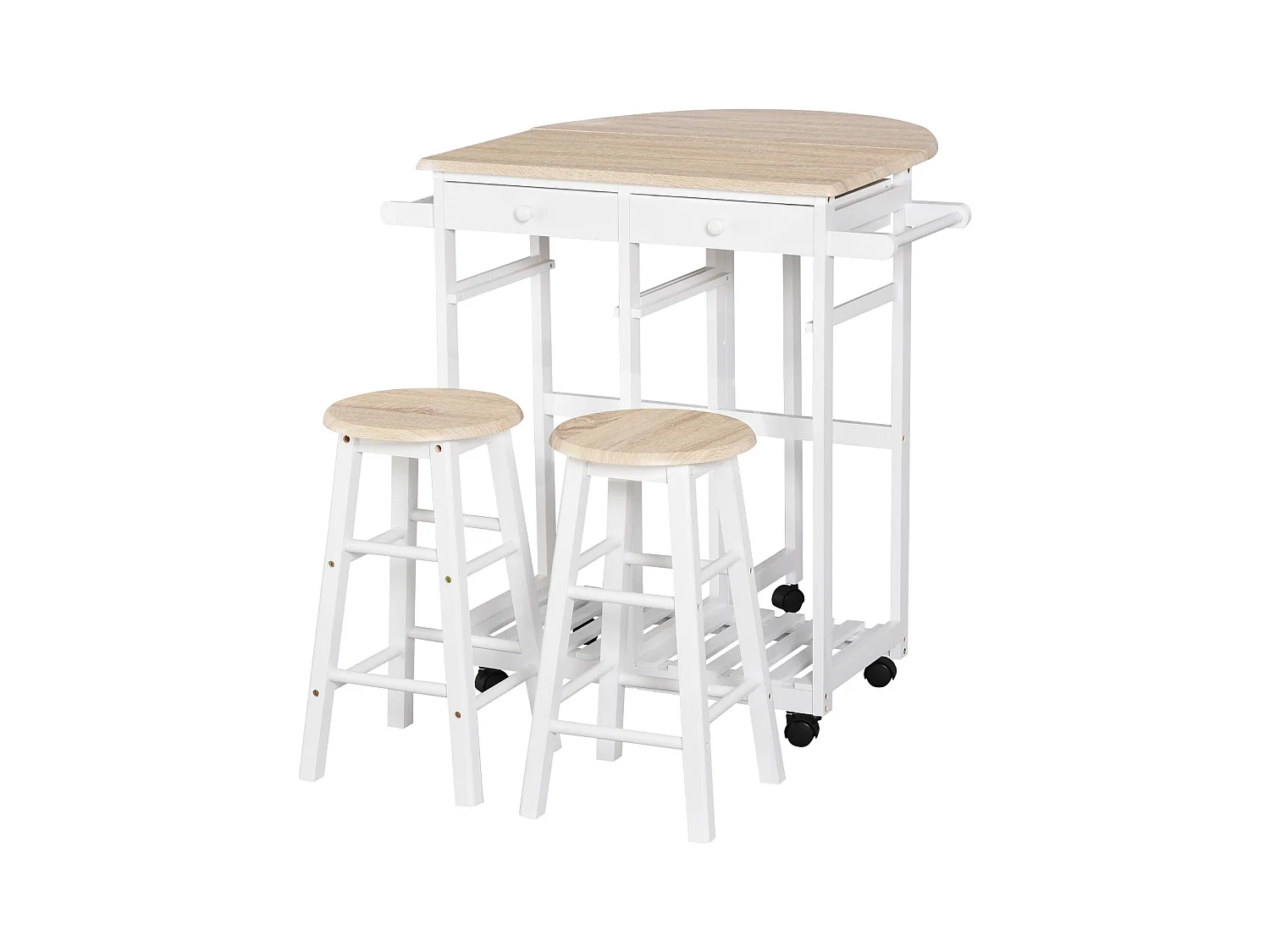 Carrello da cucina pieghevole e salvaspazio legno mdf bianco