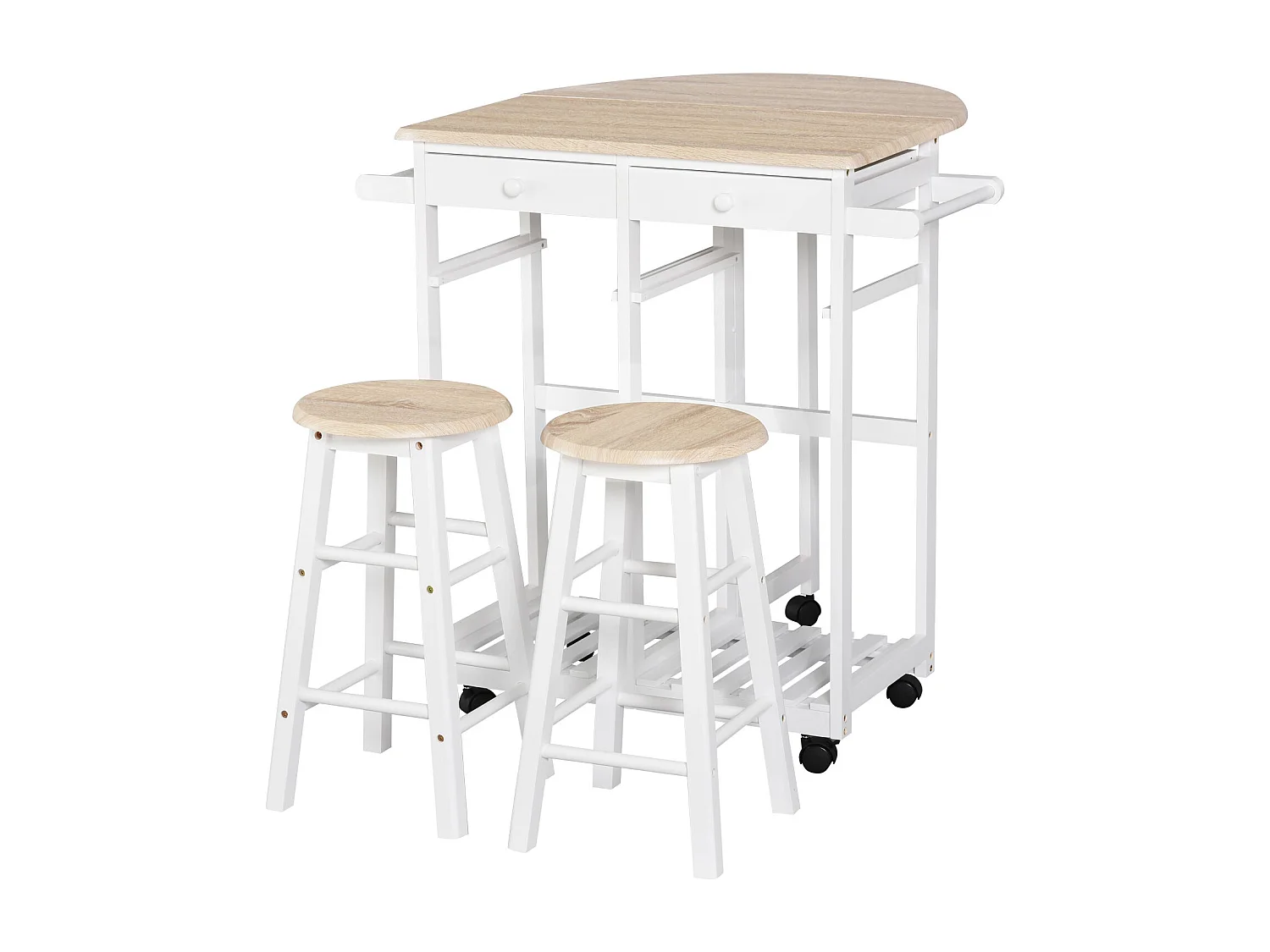 Carrello da cucina pieghevole e salvaspazio legno mdf bianco