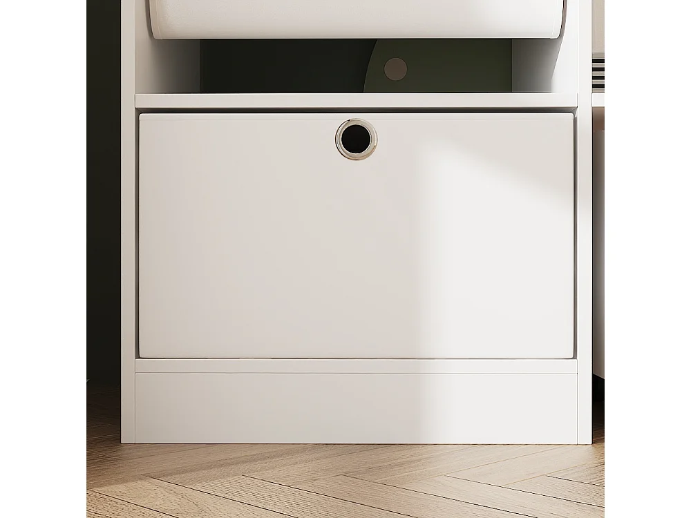 Meuble de Rangement avec 1 Tiroir, 1 Boîte Amovible et Étagères, Bibliothèque Blanche pour Chambre d’Enfant, 100 x 32 x 95 CM