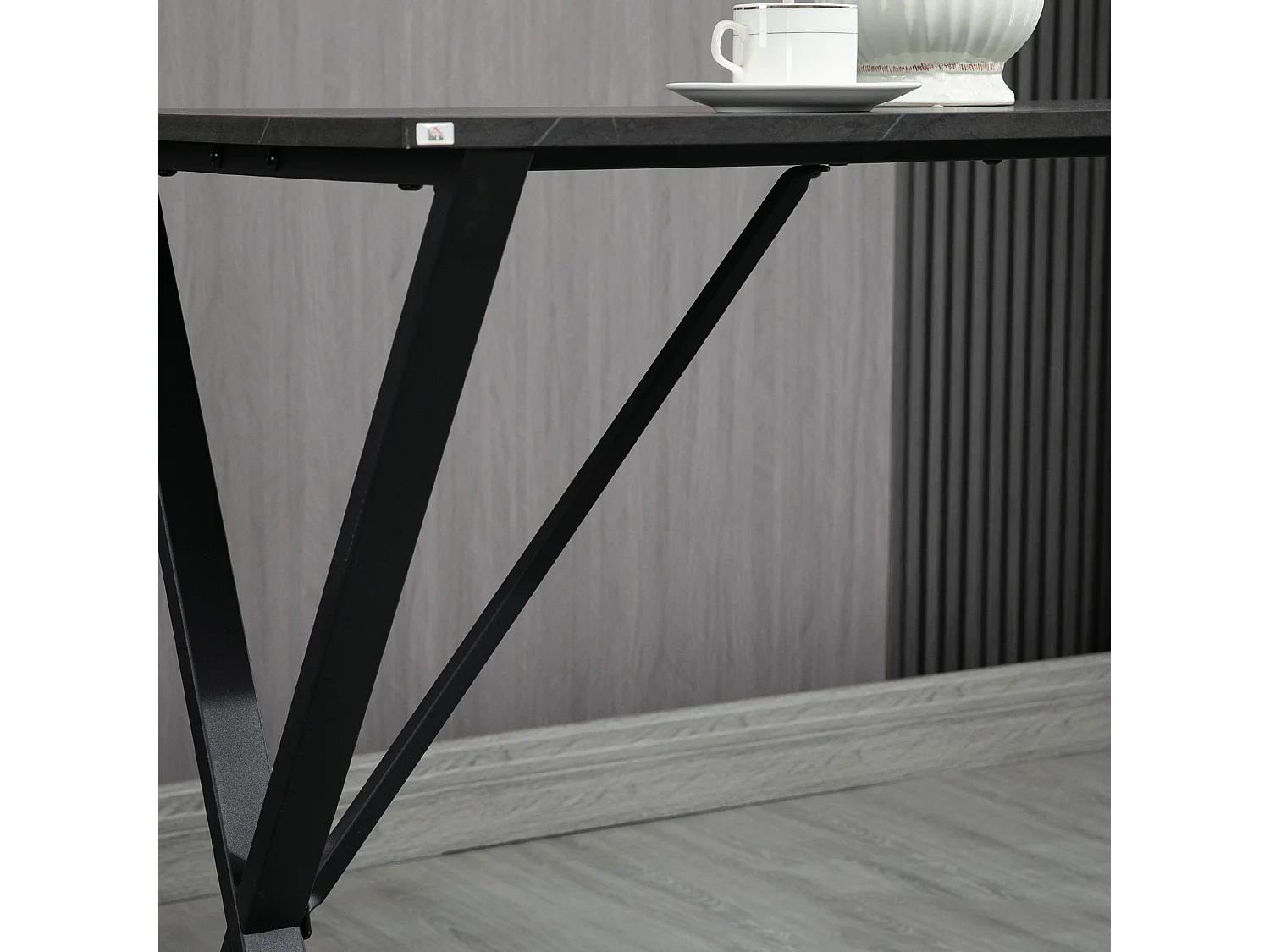 Bancone bar in legno e acciaio stile moderno nero