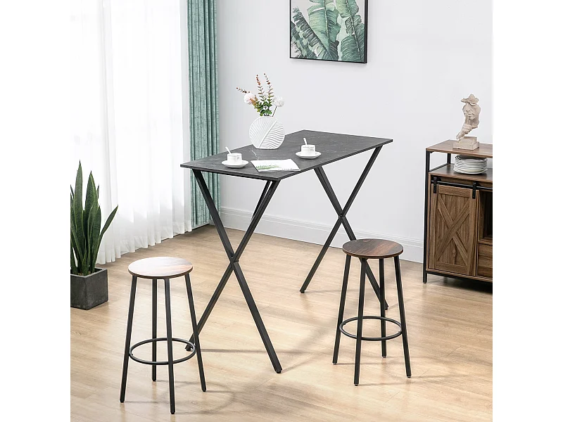 Bancone bar in legno e acciaio stile moderno nero