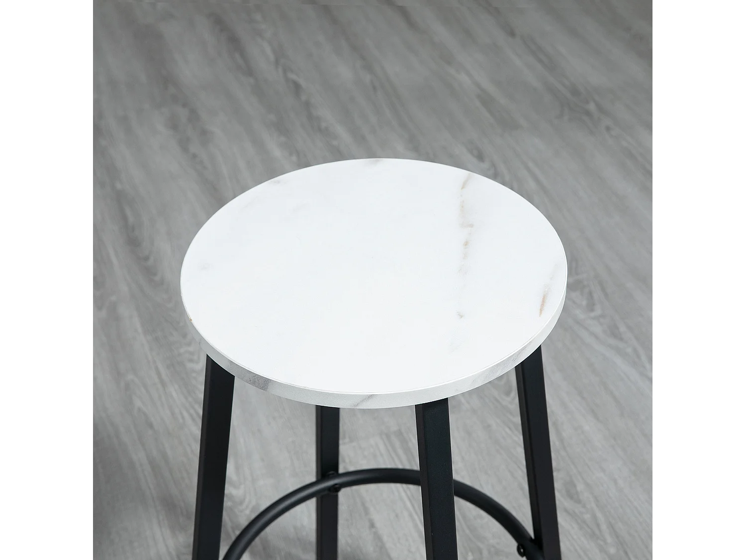 Set 3pz tavolo rettangolare e sgabelli da bar bianco e nero