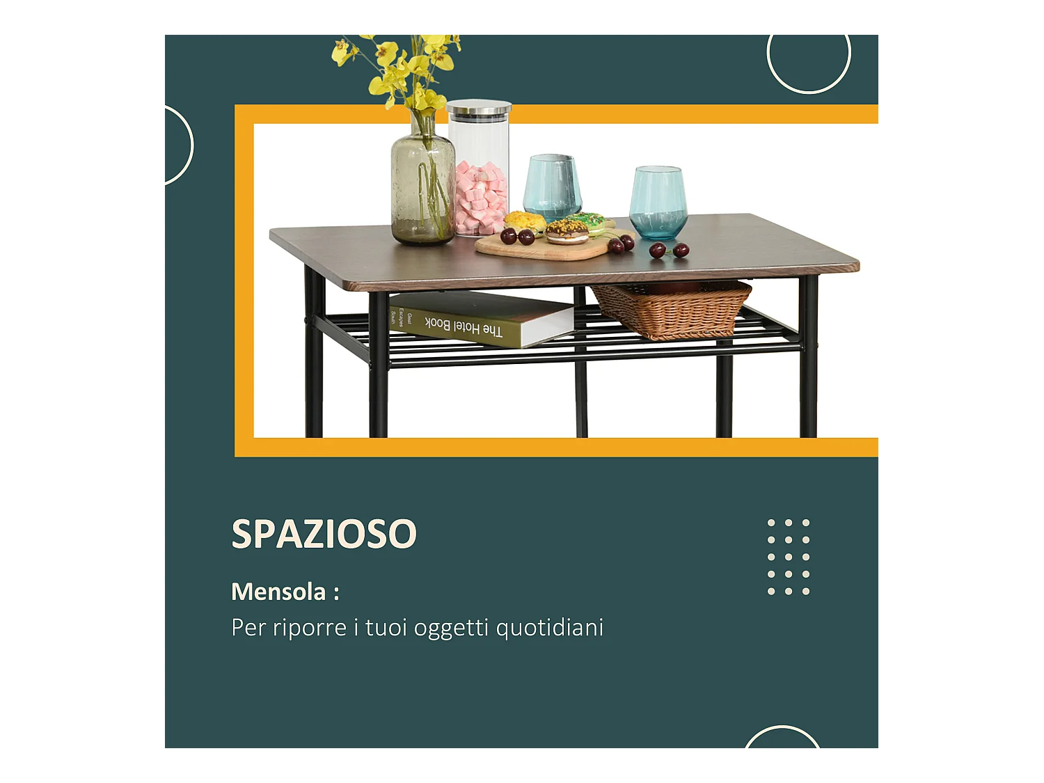 Tavolo alto con 2 sgabelli struttura in acciaio con mensola nero