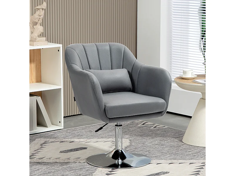 Sedia ufficio girevole con altezza regolabile e cuscino grigio