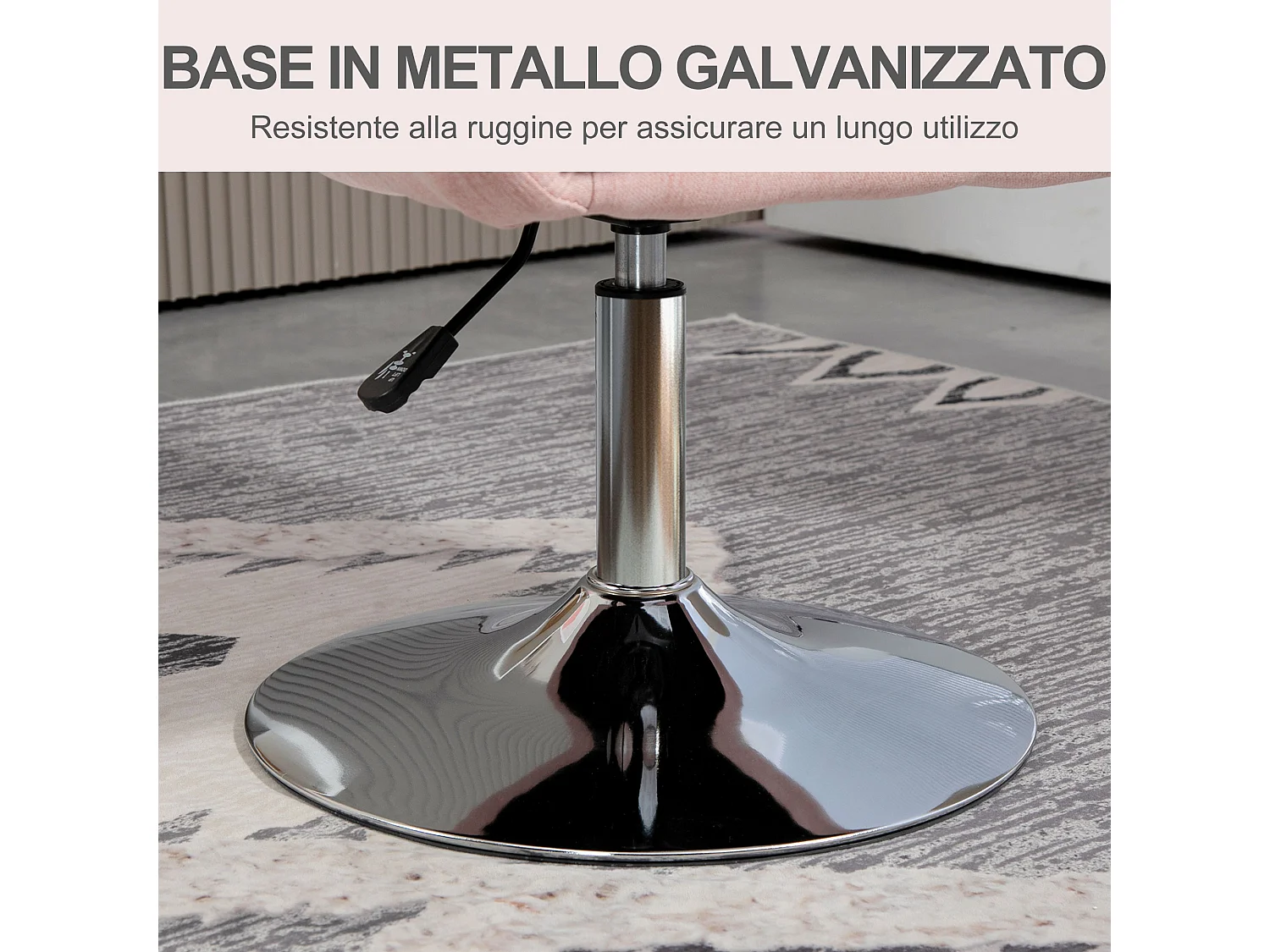 Sedia ufficio girevole con altezza regolabile e cuscino grigio